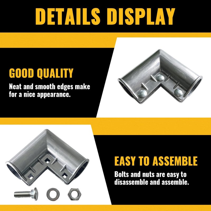 VIVIDA Chain Link Fence Gate Corner 1-3/8" x 1-3/8", Aluminum 90 Degree Gate Elbow, 1-3/8" Chain Link Fence Fittings, 4 Pack - Image 5